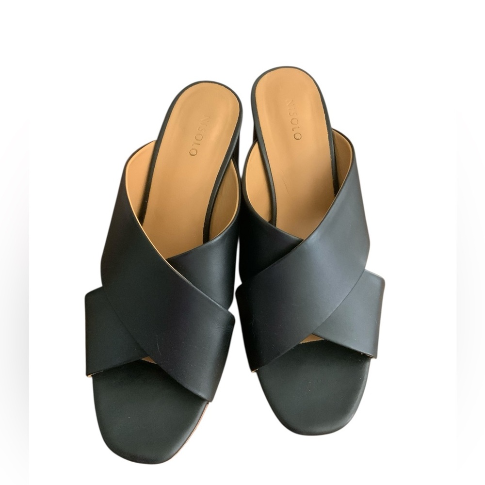Nisolo Carina Cross Strap Mule Size 9 BLACK
